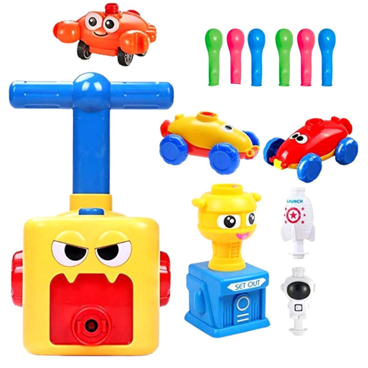 Balloon Launcher for Kids, Power Balloon Car Toy for Kids, Manual Balloon Pump Cars Toys for Boys Girls (Multi Color)
