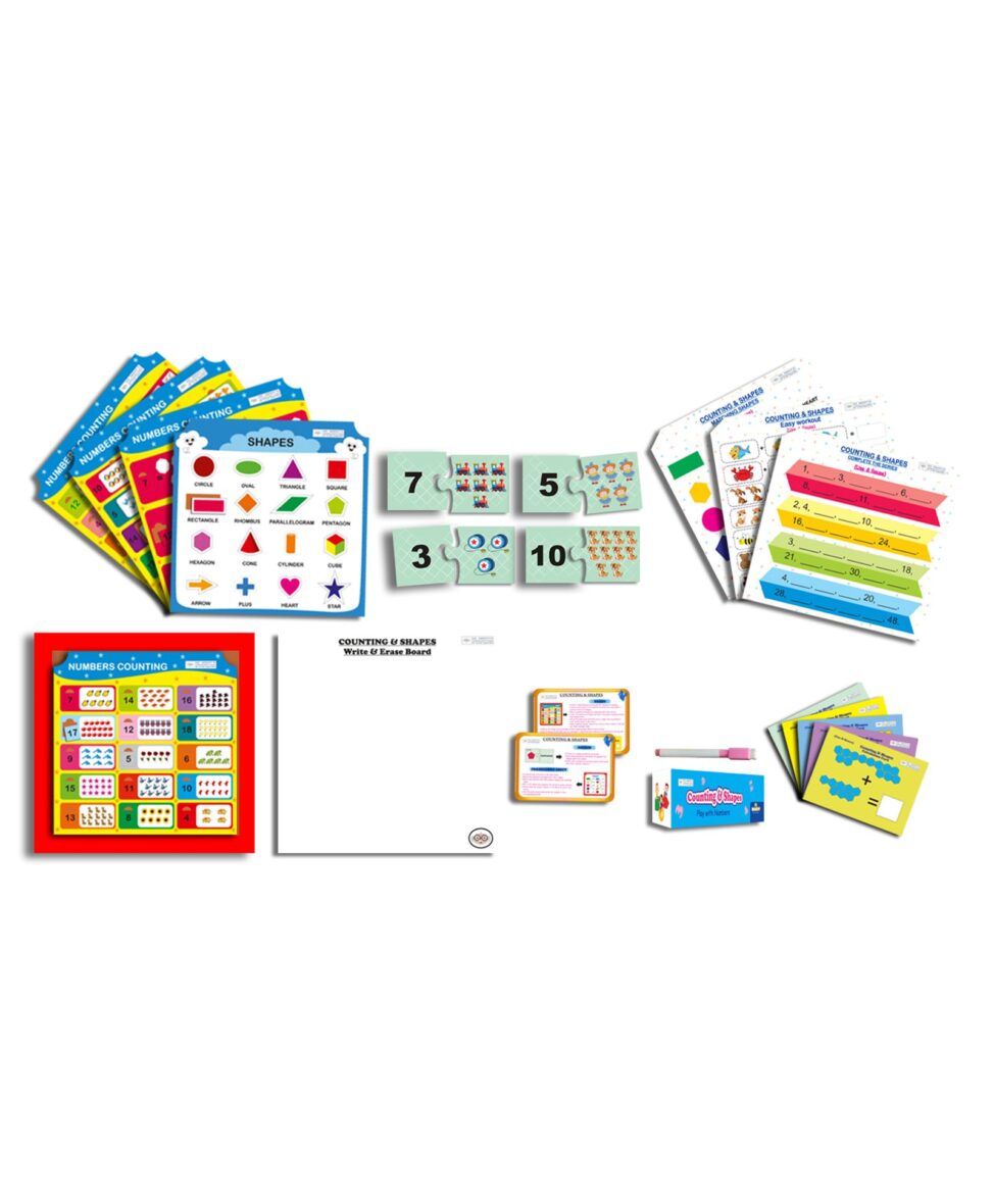 Dr. Mady’s 4 in 1 Counting & Shapes l Play with Numbers l Super Activity Kit – Use and Reuse l for Age 4 Years and Above