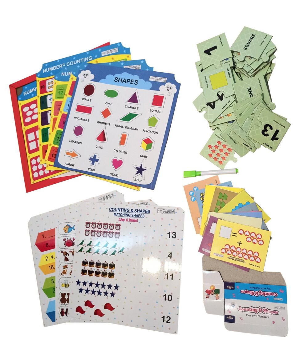Dr. Mady’s 4 in 1 Counting & Shapes l Play with Numbers l Super Activity Kit – Use and Reuse l for Age 4 Years and Above