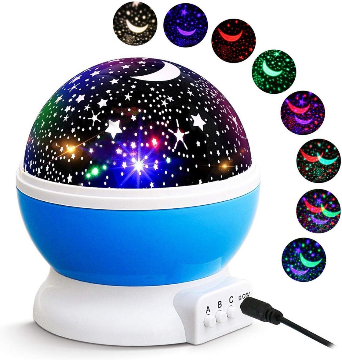 Star Master Rotating 360 Degree Moon Night Light Lamp Projector with Colors and USB Cable,Lamp for Kids Room Night Bulb