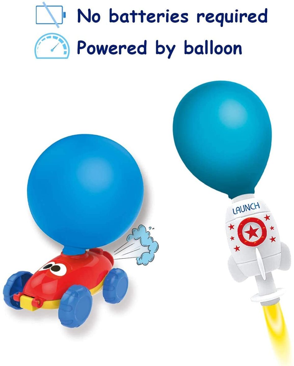 Balloon Launcher for Kids, Power Balloon Car Toy for Kids, Manual Balloon Pump Cars Toys for Boys Girls (Multi Color)