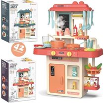 Sevriza™ 42-Piece Kitchen Set for Kids, Smoky, Music, Real Water Tap, Actually Fell of Kitchen for Your Kids Best Gift for Girls