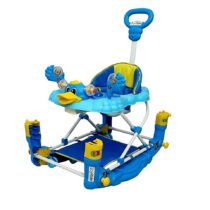 JoyRide Rock'n'Roll 2-in-1 Height-Adjustable Baby Walker and Rocker with Music, Light (Blue)
