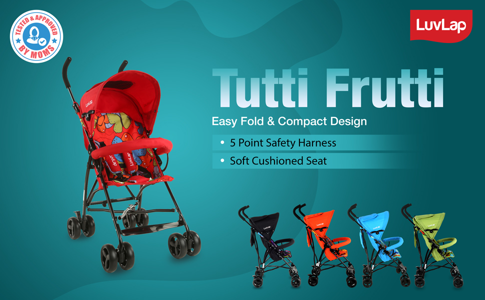 18273 LuvLap Tutti Frutti Baby Stroller Buggy, Red