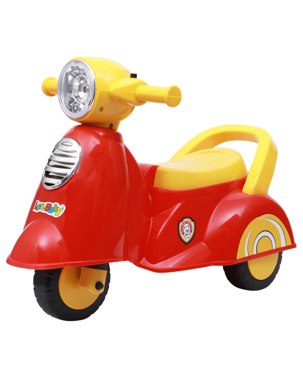 Toyzoy Manual Push Scooter Ride On with Music & Light – Red Yellow