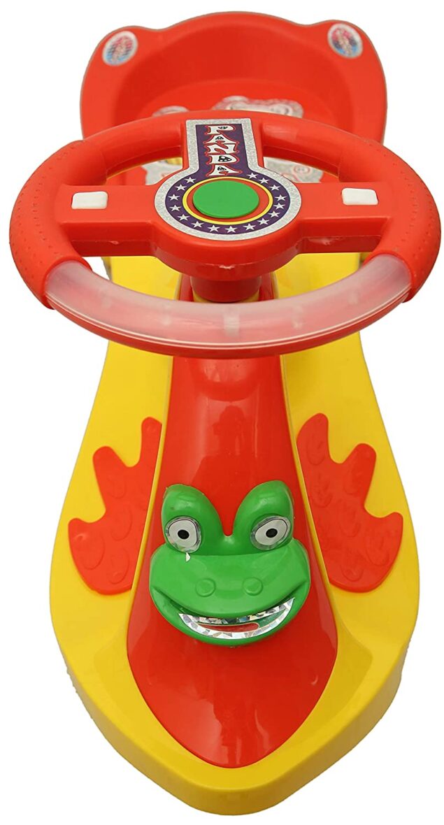 Goyal’s Frog Magic Car Ride On with Music Lights, 2-8 Years Yellow Red