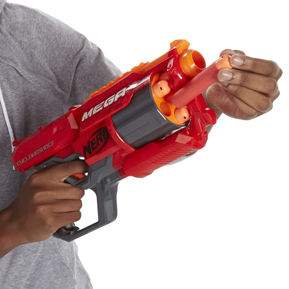 NERF N-Strike Plastic Mega CycloneShock, Includes Blaster and 6 Darts, for Kids Ages 8 and Up, Multicolor