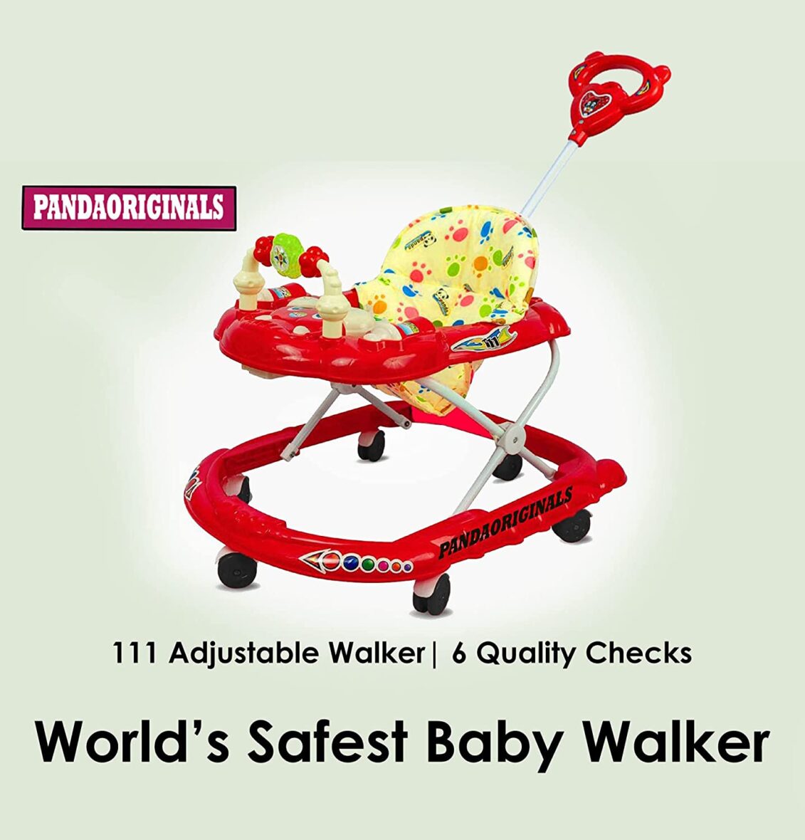 PANDAORIGINALS Baby Walker 111 with Parent Rod (RED)