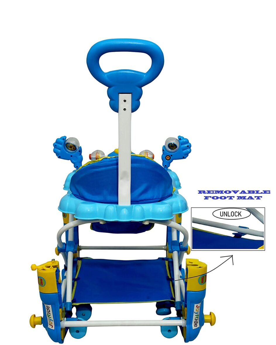 JoyRide Rock’n’Roll 2-in-1 Height-Adjustable Baby Walker and Rocker with Music, Light (Blue)