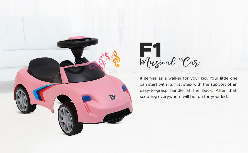  Dash F1 Musical Ride On Car With Front And Rear Lights - Pink