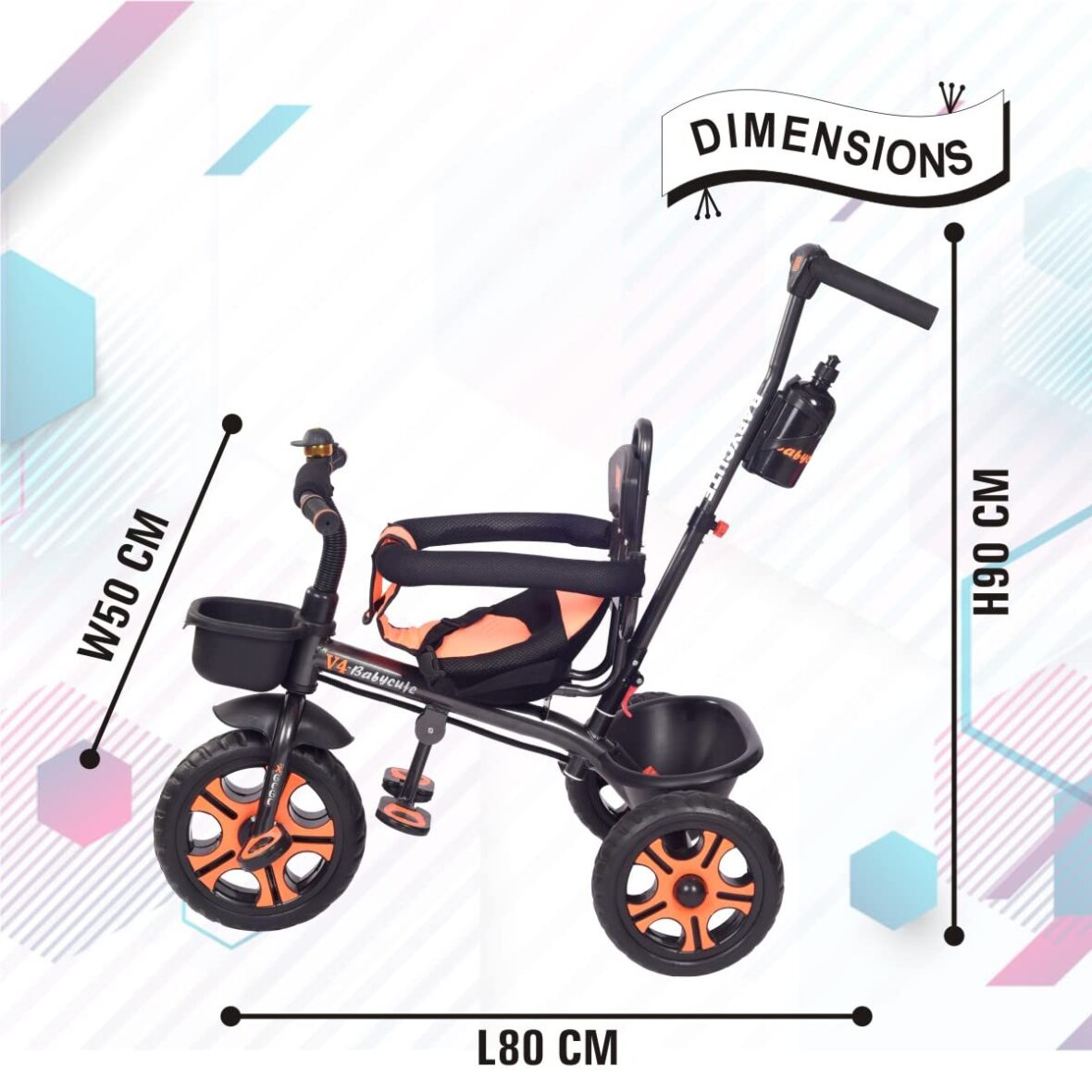 BabyCute V-4 Sports Plug and Play Tricycle for Kids with Parental Control, Baby Cute V4 Baby Cycle for 2-5 Years Old