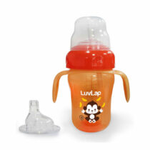 LuvLap Banana Time Sipper with Spout and Straw Orange - 210 ml