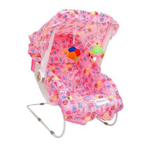 U Smile Carry Cot Cum Bouncer - 10 in 1 - Feeding Chair, Baby Carrier, Baby Chair, Rocker, Bath TUB, Carrying, Bouncer, Storage Box & Baby Swing with Mosquito Net (White and Pink)