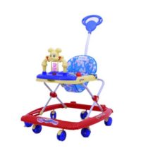 Baby Toy Pony walker With Parental Handle - Red Blue & Yellow