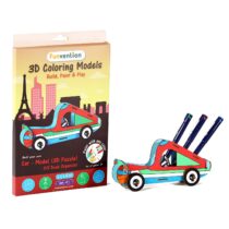 Funvention Car - 3D Coloring Model - DIY Desk Organizer Pen Stand - STEM Leanring 3D Puzzle Toy - Art, Coloring and Painting Kit for Kids - Birthday Return Gift,3D Mechanical Do IT Yourself Toy