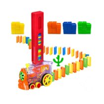 Domino Train Toy Set with Lights and Sounds Construction Stacking Dominoes Toys Multicolor - 60 Pieces