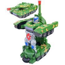 Plastic Army Tank Vehicle Deformation Robot Toy with Flashing Light & Realistic Military Sound Tank with Bump & Go Action Toy for Boys