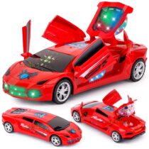 Toy Car Racing Stunt Bump N-Go Dynamic Action 360 Spinning Music Sound Effects & Projection LED Light Up Disco Car Battery Operated Car for Kids