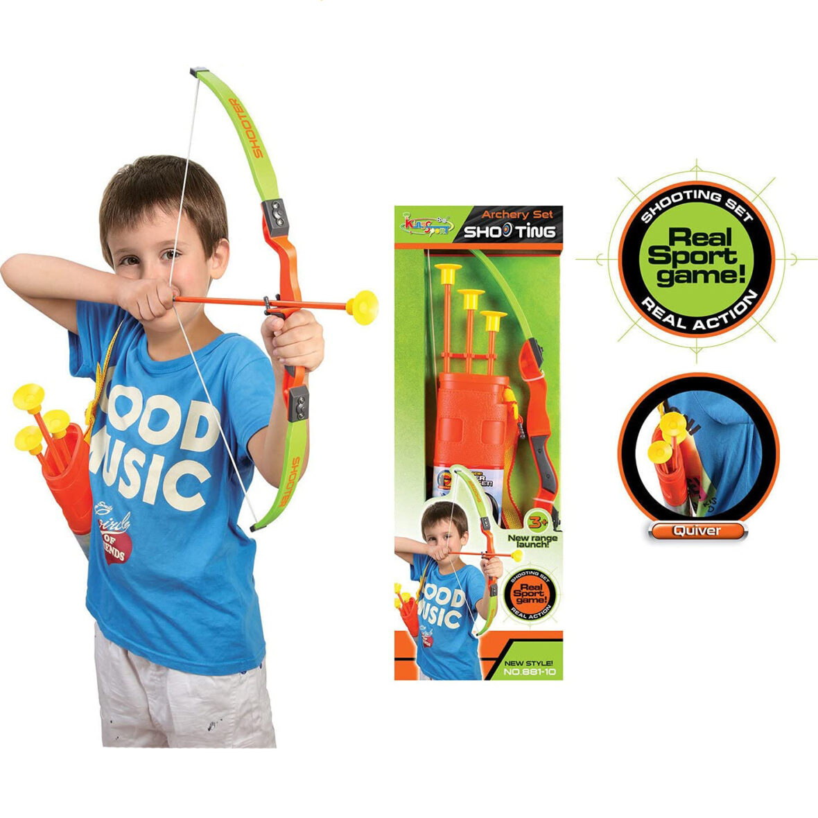 U Smile Bow and Arrow Archery Toy Set for Kids with Quiver – 24 Inch Sports Archery Shooting Toy Kids Boys Girls, Multicolor)