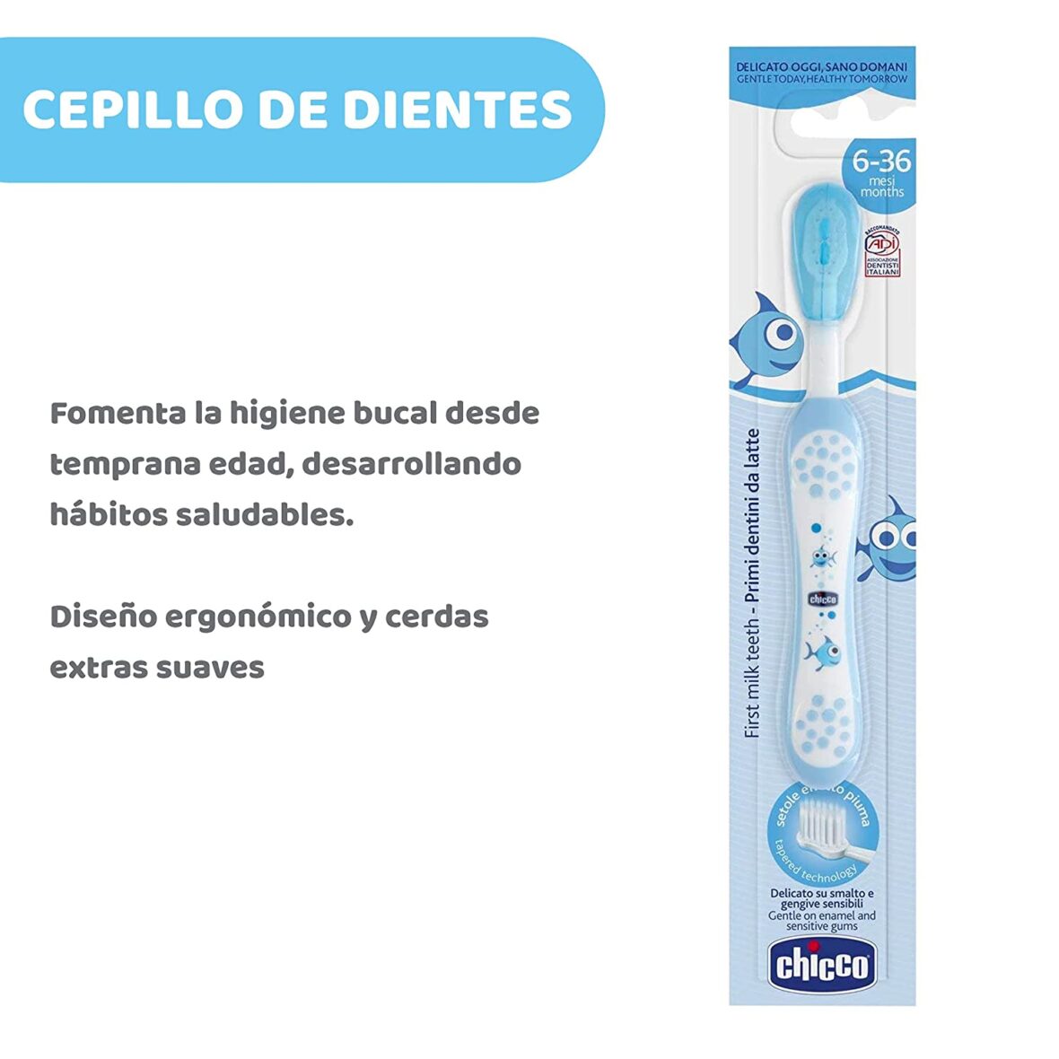 Chicco Toothbrush, 6-36 Months (Blue)