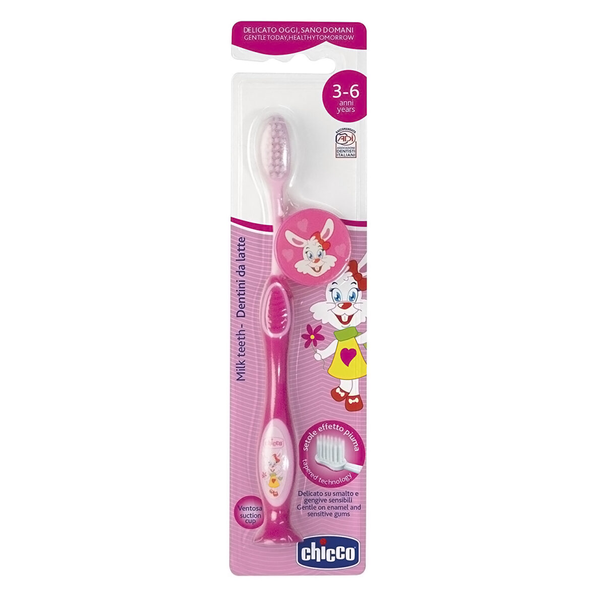 Chicco Milk Teeth Toothbrush, 3-6 Years, Pink, 1 pc