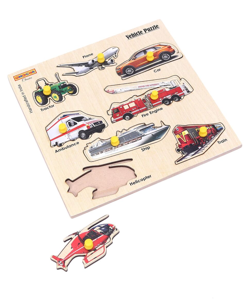 Vehicles Puzzle With Pegs Multicolour – 8 Pieces