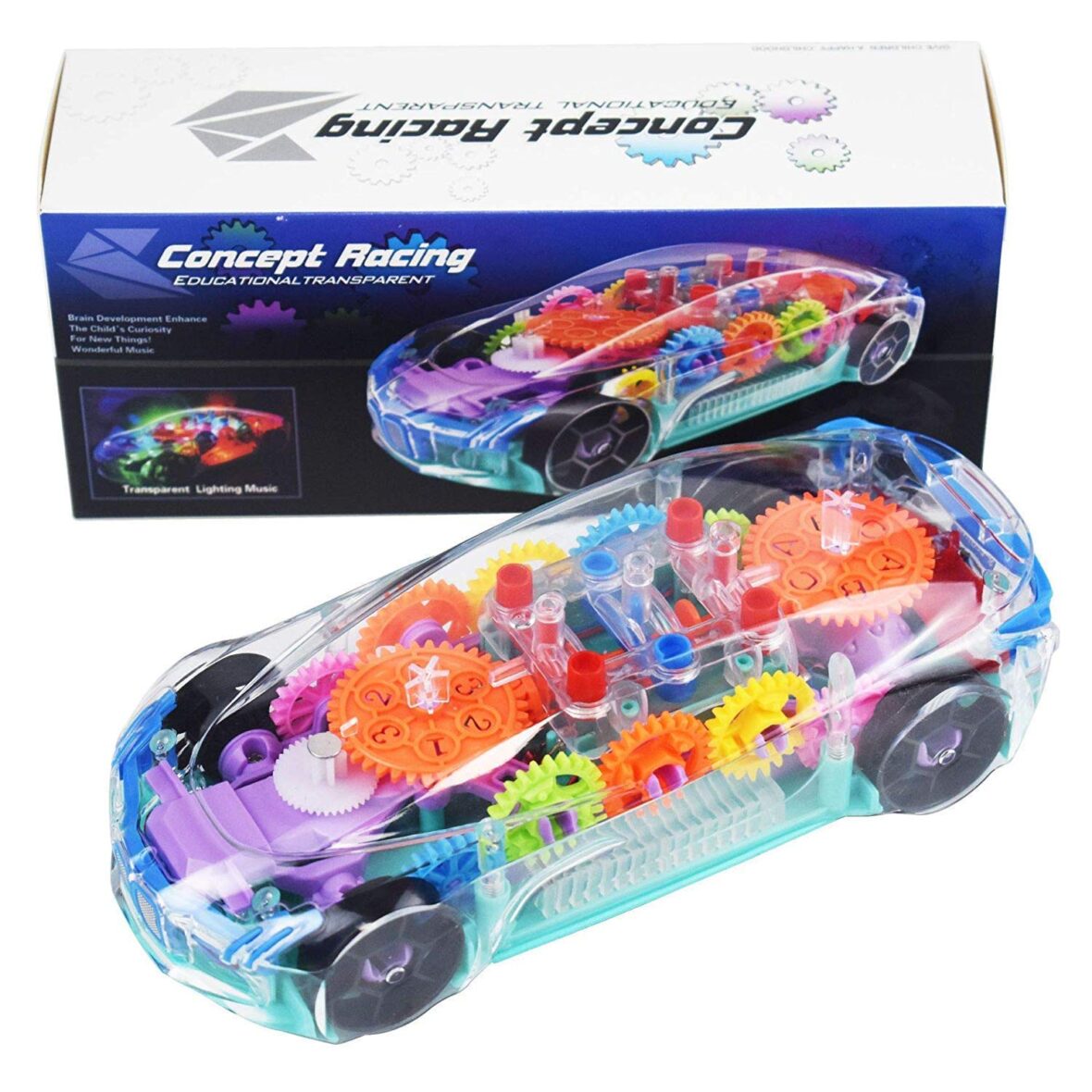 Concept Musical and 3D Lights Kids Transparent Car, Toy for 2-5 Year Kids Baby Toy (Battery Included)