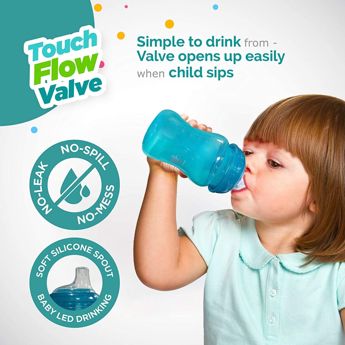 LuvLap Jumbo Sky Spout Sipper for Infant/Toddler 300ml, Anti-Spill Sippy Cup with Soft Silicone Spout BPA Free, 6m+ (Blue)