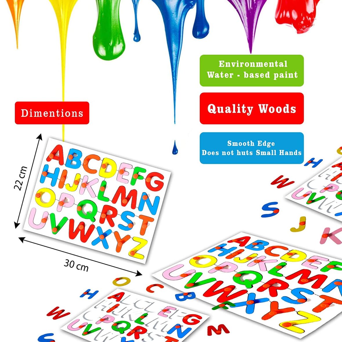 Wooden Alphabets Puzzle Games for Kids Toys, Abcd Toys Alphabets for Kids Learning with Knob
