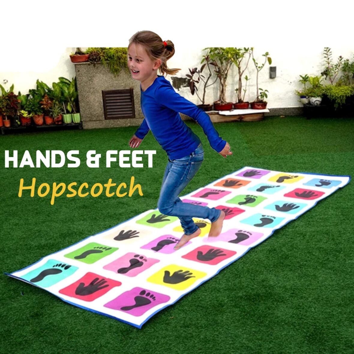 Hopscotch Jumbo Play mat Game (40″ x 108″) – Hopscotch Game an Unique Balancing Game for Kids n Adults, Family Game, for 3 Years and Up – Multicolor