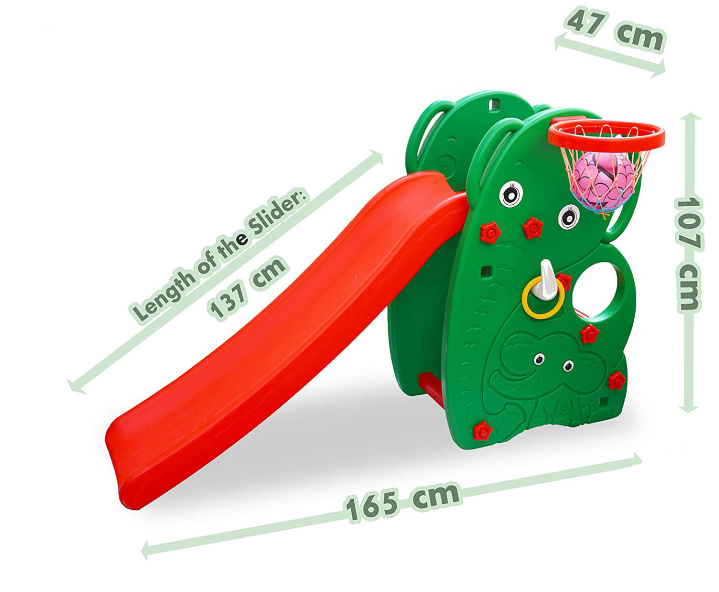 U Smile Plastic elephant Slide-205, Multicolour, 1 to 4 years