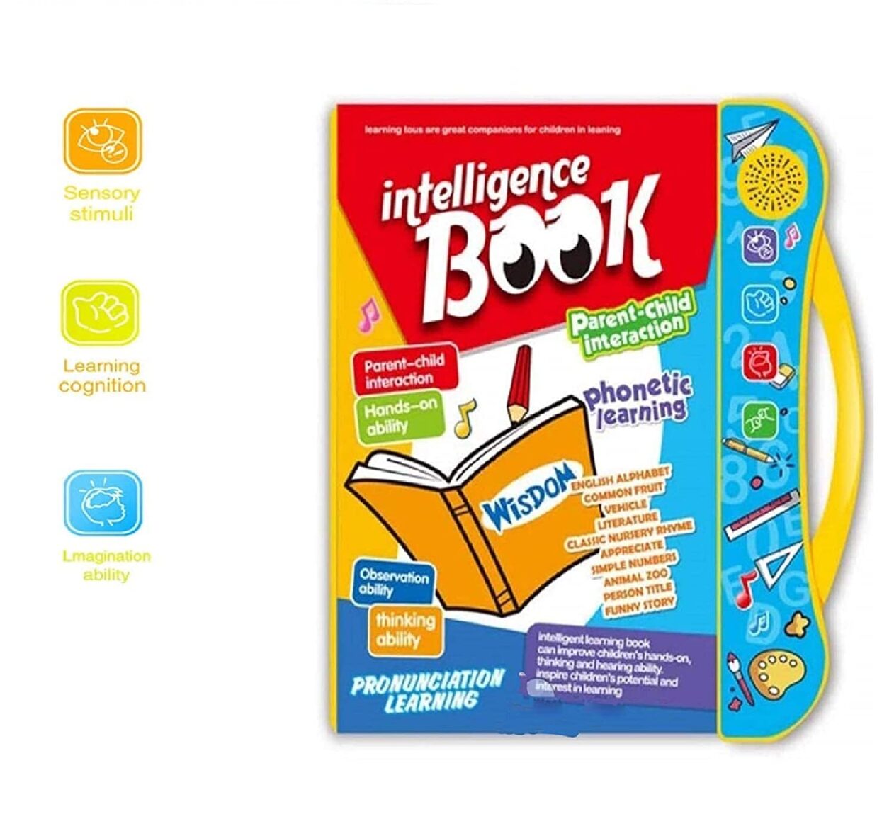 Kids Intelligence Book English Letters & Words Learning Sound Book, Fun Educational Toys. Activities with Numbers, Shapes, Animals Phonetic Learning book for Toddlers.