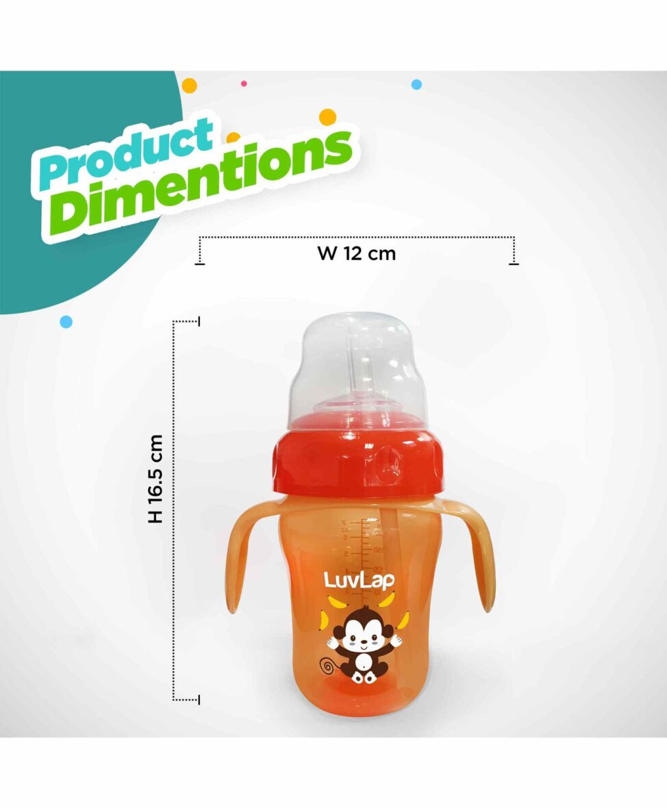 LuvLap Banana Time Sipper with Spout and Straw Orange – 210 ml
