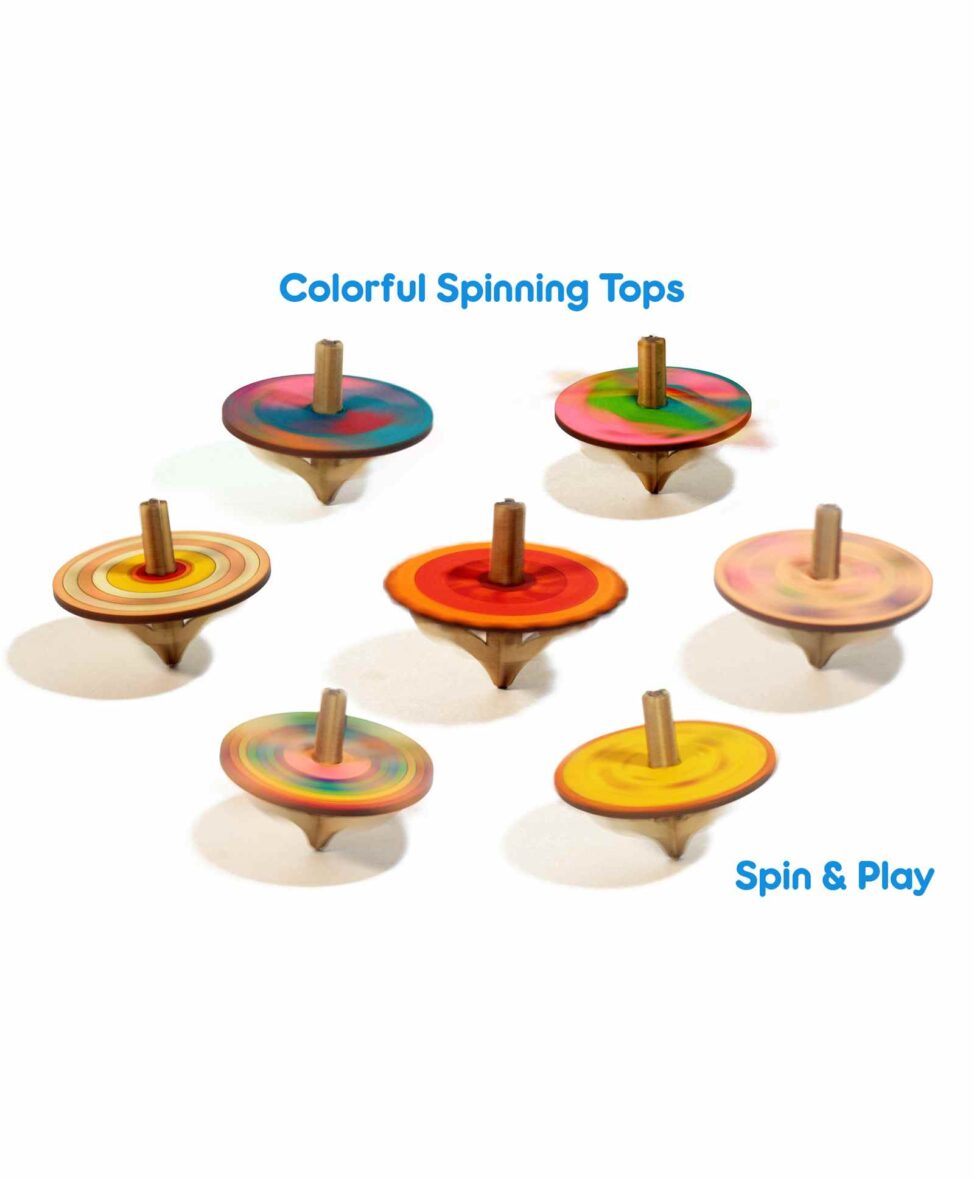 Funvention DIY Solor System Themed Spinning Tops Activity Kit Set of 7 – Multicolor