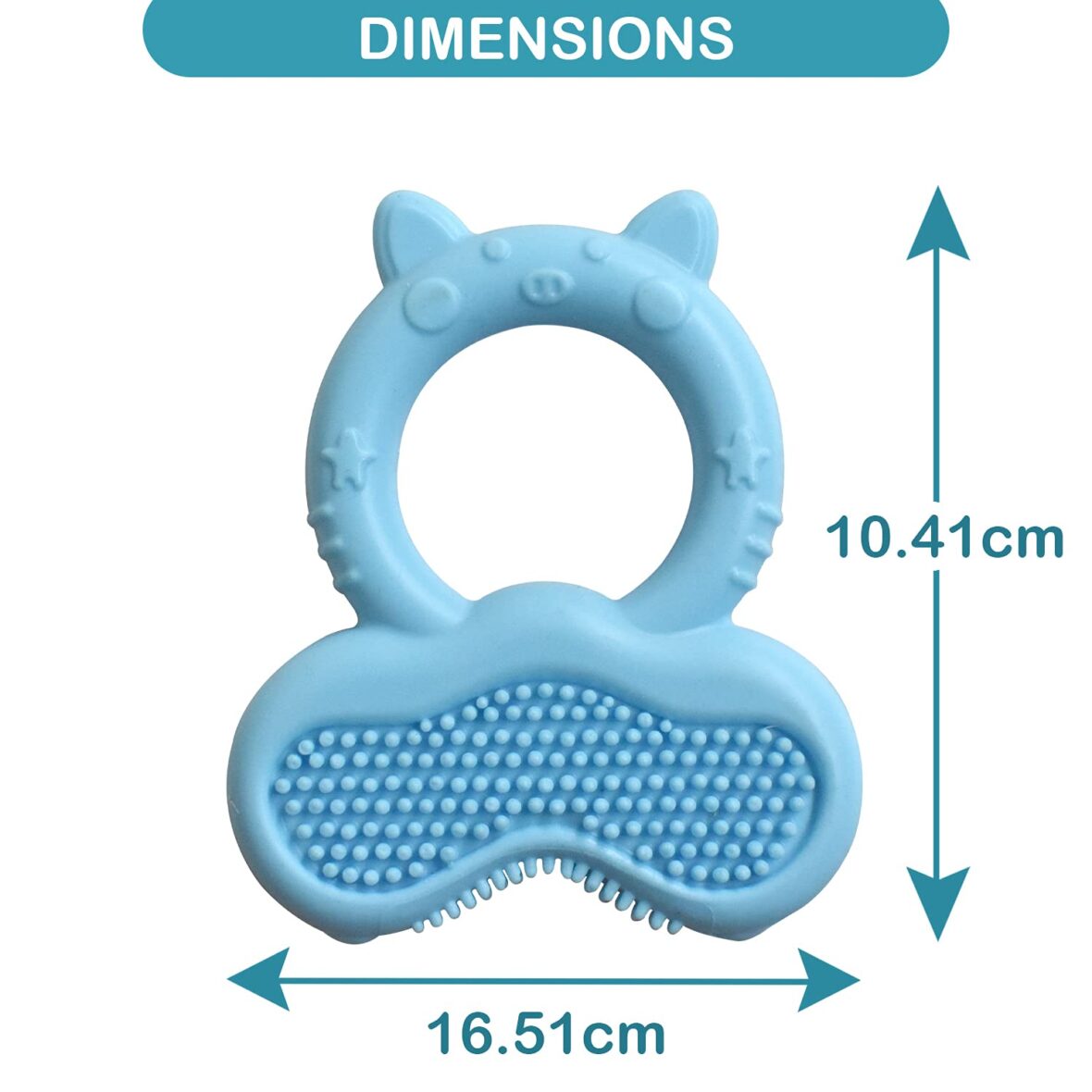 LuvLap Silicone Baby Teether with Bristles, Teething Toy for Infants and Babies, 100% Food Grade Silicone, Blue