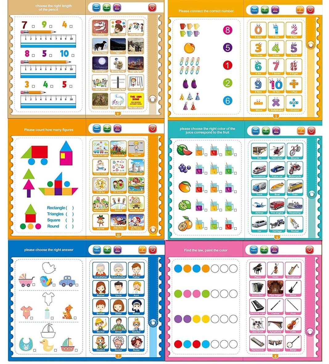 Kids Intelligence Book English Letters & Words Learning Sound Book, Fun Educational Toys. Activities with Numbers, Shapes, Animals Phonetic Learning book for Toddlers.
