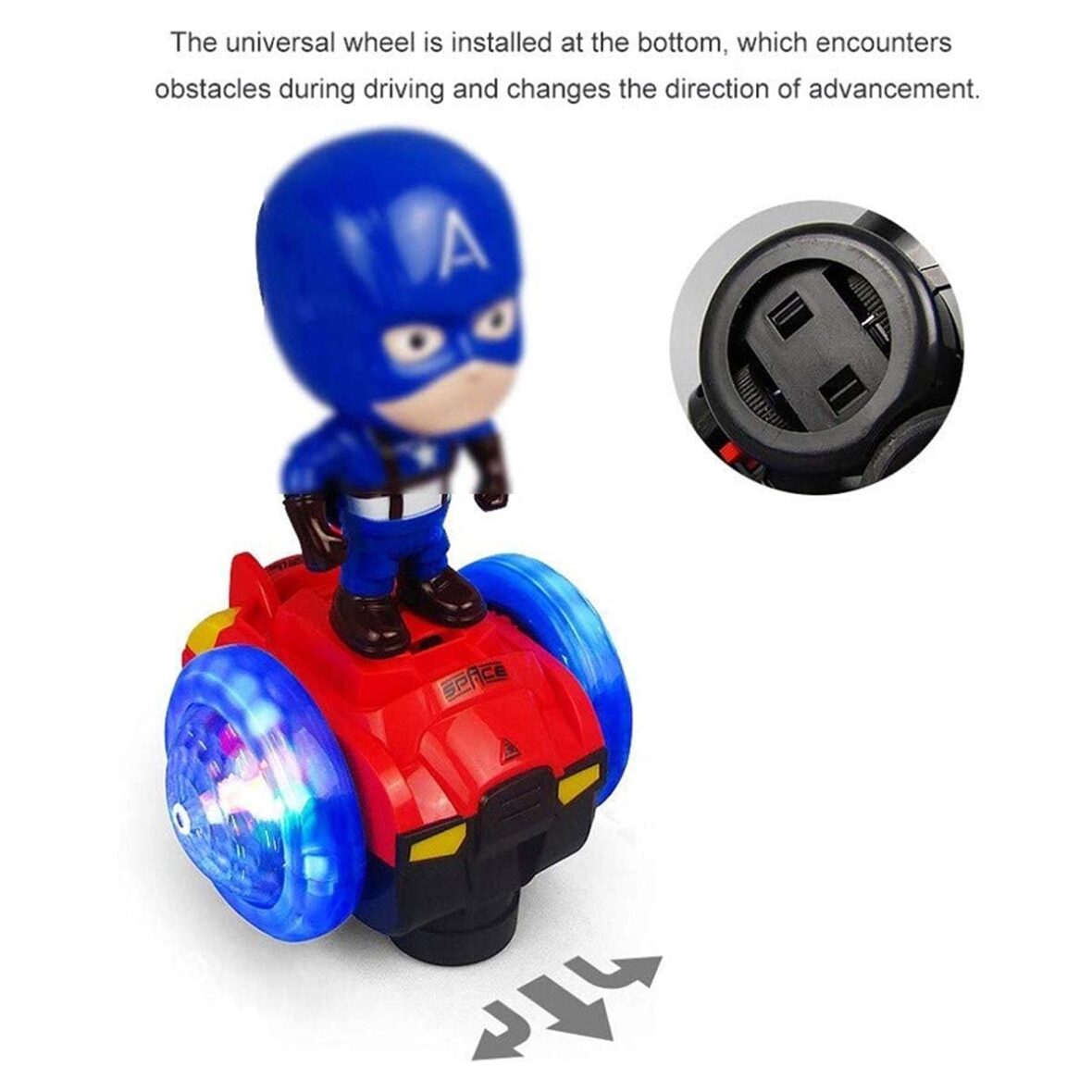 Super Hero Captain-America Hoverboard Auto Balancing Robot Car 3D Light Music, Dancing Musical Toys for Kids Activity Play Center Toy for Kids Early Learning Boys and Girls