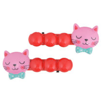 Yellow Bee Cat and Strawberry Hair Clips Combo for Girls- 2 Pairs, Multi Hair Clip (Multicolor)