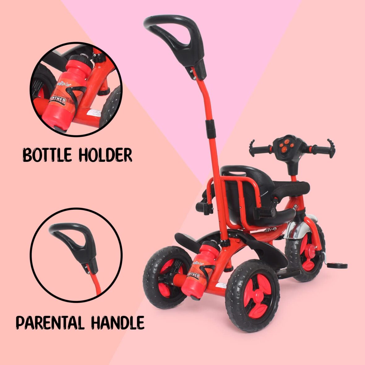 FunRide Kids Tricycle Rider Panther with Removable Parental Control Handle (30)