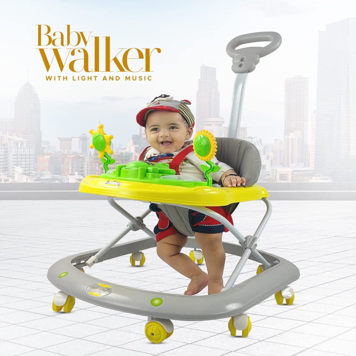 Dash Butterfly Baby Walker, Walker Baby 6-18months boy, Walker, Activity Walker with 3 Position Adjustable Height and Music & Light, (Capacity 20kg )