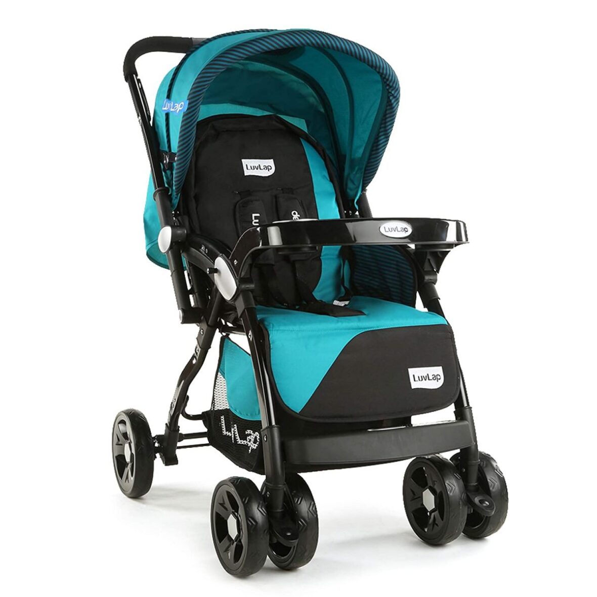 LuvLap Galaxy Stroller / Pram, Extra Large Seating Space, Easy Fold, for Newborn Baby / Kids, 0-3 years (Green/Black)