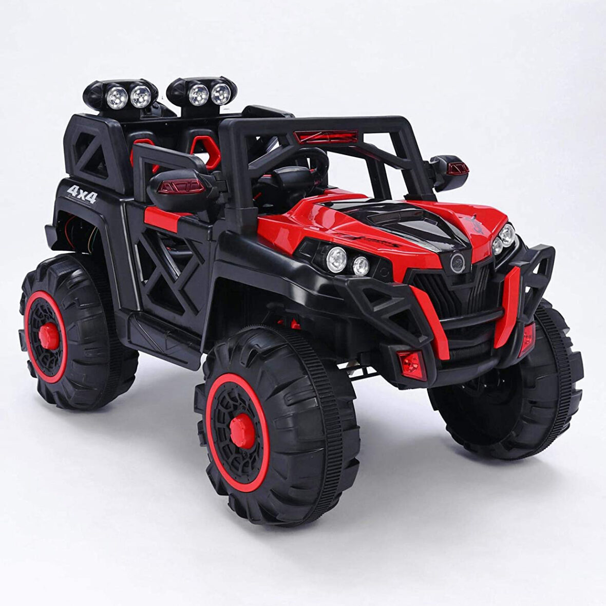 U Smile 4×4 Electric Battery Operated Ride on Jeep for Kids with 6 Motors, Music, Spring Suspension and Swing, Red