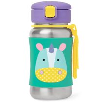 Skip Hop Zoo Stainless Steel Unicorn Straw Bottle, Multicolour
