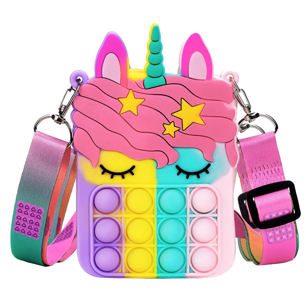 Pop It Bag Unicorn Shape Sling Bag for Kids, Fidget Purse for Kids – Random