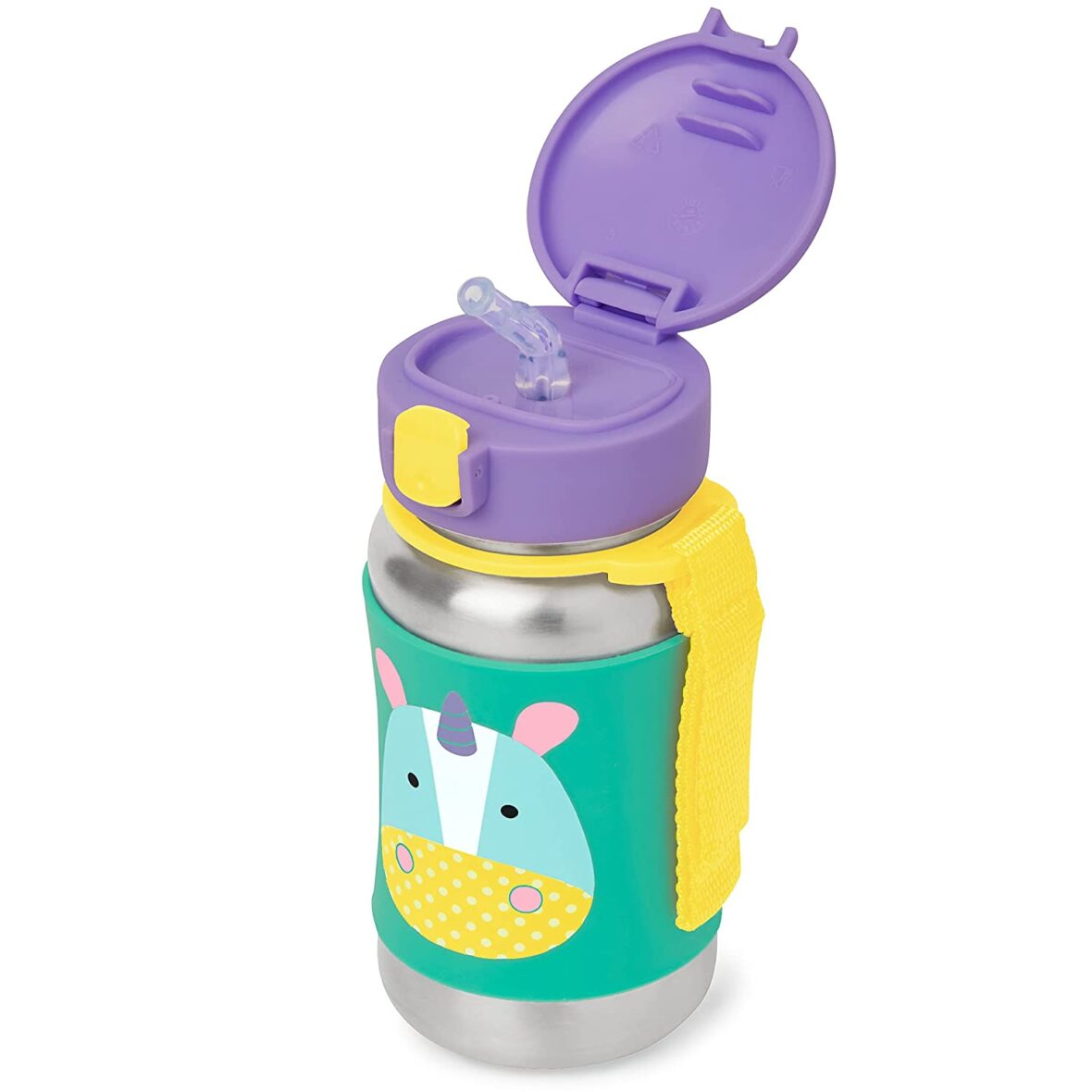 Skip Hop Zoo Stainless Steel Unicorn Straw Bottle, Multicolour