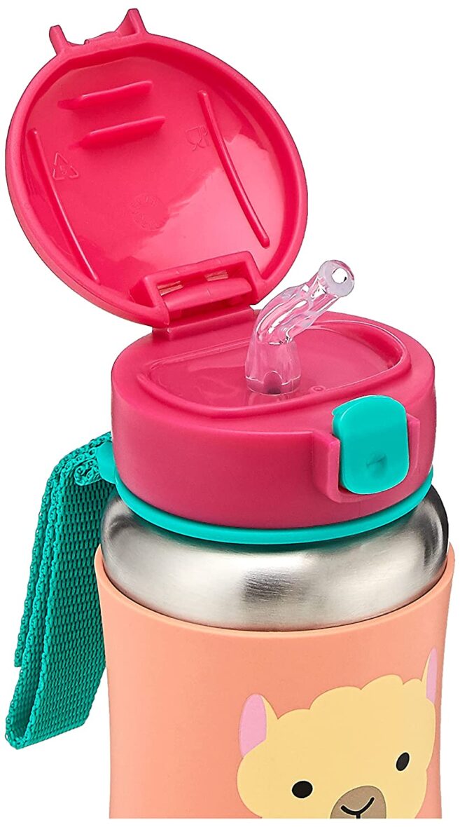 Skip Hop Zoo Stainless Steel Sports Bottle – BPA-Free, Phthalate-Free Baby Sipper Bottle (Llama, 12 oz),1 ea,9I2392102