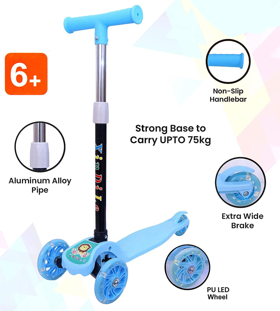 Toyshine Blazers 3 Wheels Heavy Duty Premium Scooter Runner for Kids M2 – Blue