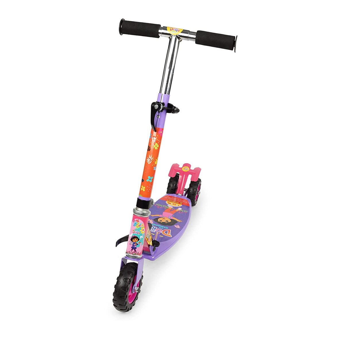 Toyzone Dora Scooter Oval-66156 | Kids Skate |3 Wheel Kids Scooter | Smart Kick Scooter | Adjustable Height and Rear Brake | Foldable Scooter | for Kids Age 6+ Years
