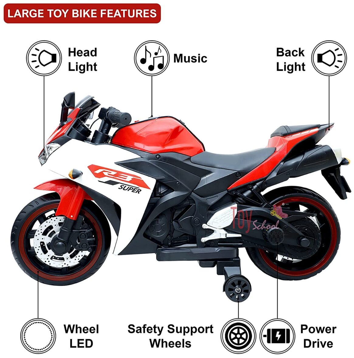 Nexus Product Toy R3 Bike with Rechargeable Battery Operated Ride on for Kids  Electric Children Bike [3 to 8 Years, Large, Red]