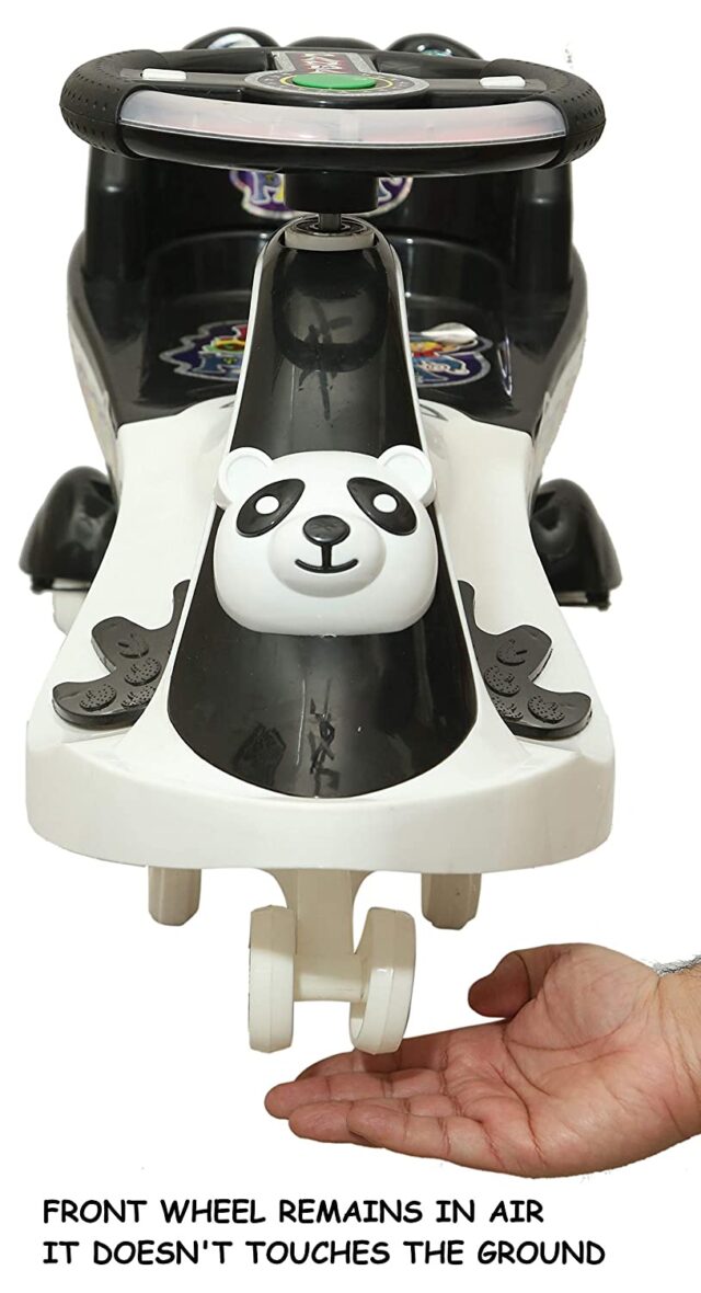 Goyal’s Panda Magic Car with Back Rest, Music & Lights, Suitable for Age 2 – 8 Years (Black & White)